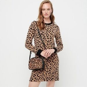 NWT J. Crew Leopard Print Sweater Wool Cotton Blend Dress Small